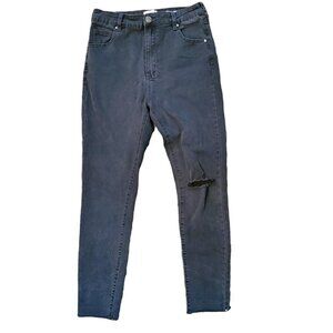91 Cotton On High Grazer Skinny High Rise Distressed Black Jeans